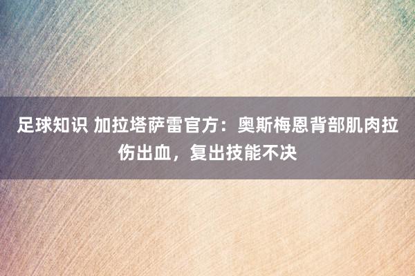 足球知识 加拉塔萨雷官方：奥斯梅恩背部肌肉拉伤出血，复出技能不决