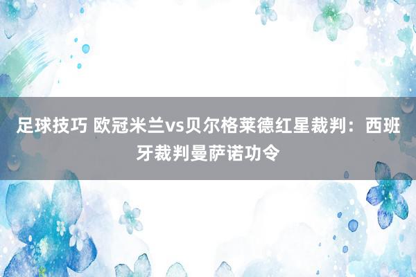 足球技巧 欧冠米兰vs贝尔格莱德红星裁判：西班牙裁判曼萨诺功令