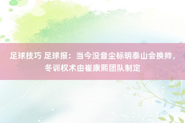 足球技巧 足球报：当今没音尘标明泰山会换帅，冬训权术由崔康熙团队制定