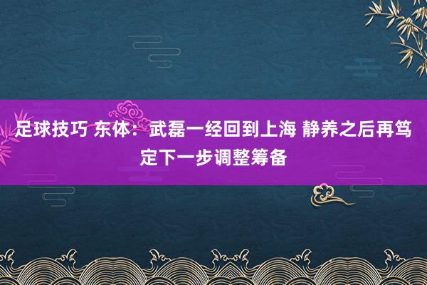 足球技巧 东体：武磊一经回到上海 静养之后再笃定下一步调整筹备