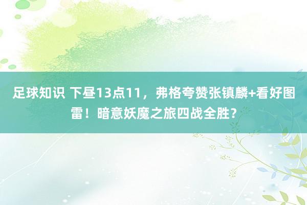 足球知识 下昼13点11，弗格夸赞张镇麟+看好图雷！暗意妖魔之旅四战全胜？